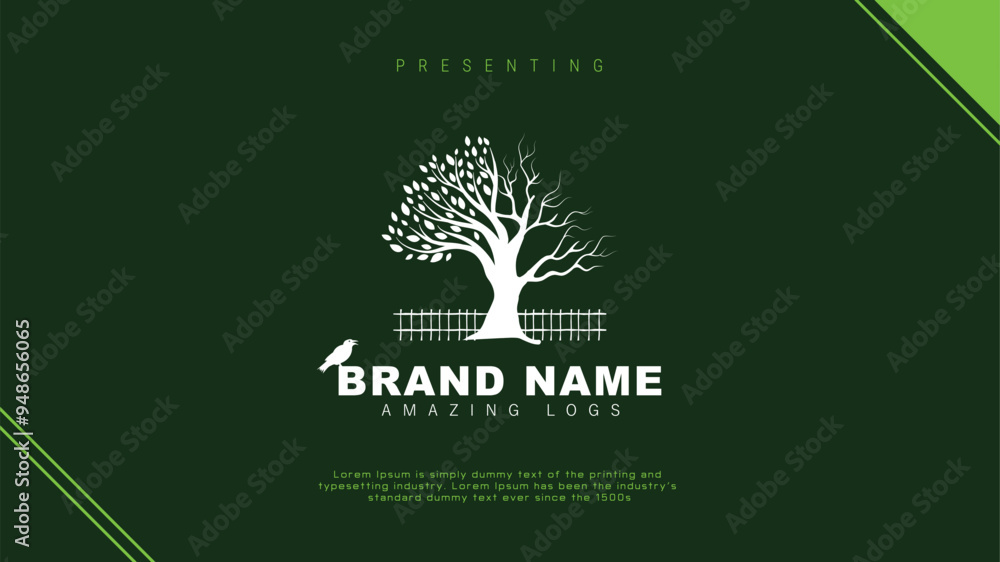 Tree Logo design, Nature Logo design, Half dead Tree Logo design, Half ...