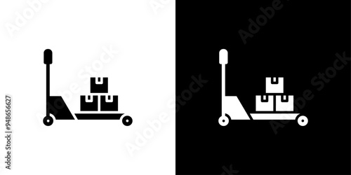 Hand pallet jack icon Flat fill set collection