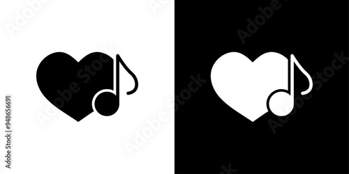 Heard heart note icon Flat fill set collection