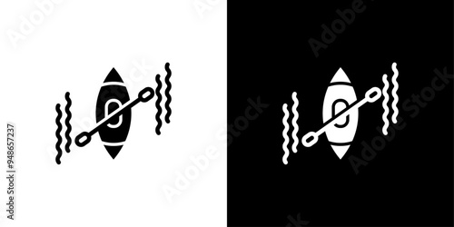 kayak icon Flat fill set collection