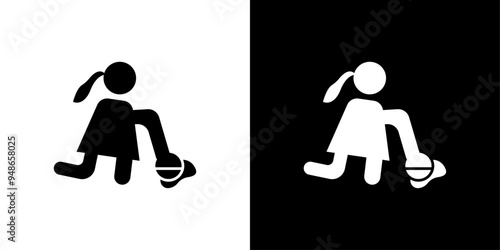 Mopping floors icon Flat fill set collection