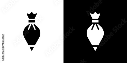 Pastry bag icon Flat fill set collection