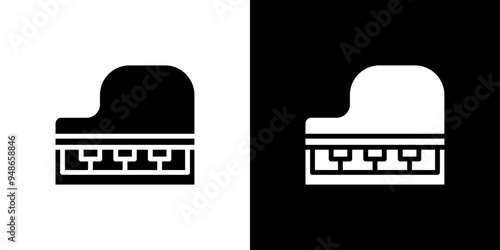 Piano icon Flat fill set collection