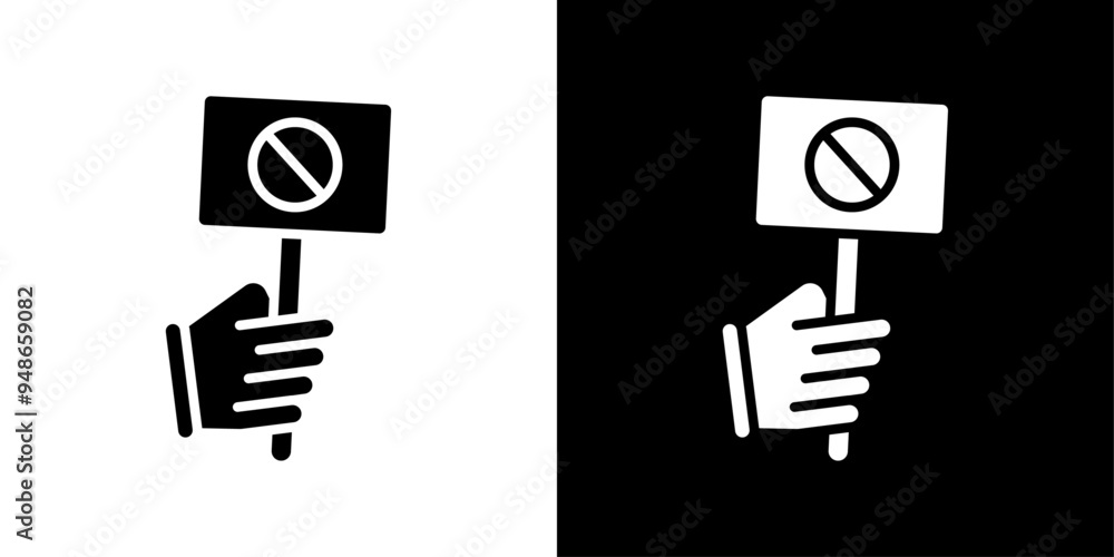 Protest banner in hand icon Flat fill set collection Protest banner in hand icon Flat fill set collection