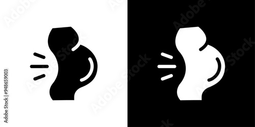 Pregnant woman backache icon Flat fill set collection