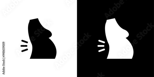 Pregnant woman backache icon Flat fill set collection