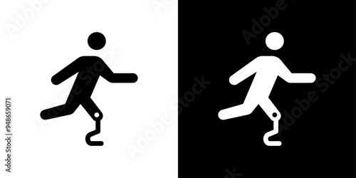 Prosthetic leg icon Flat fill set collection