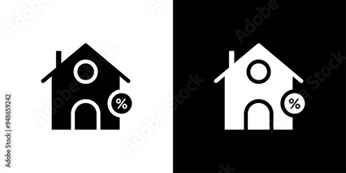 Rate for mortgage icon Flat fill set collection