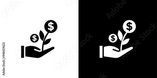 Seed money icon Flat fill set collection