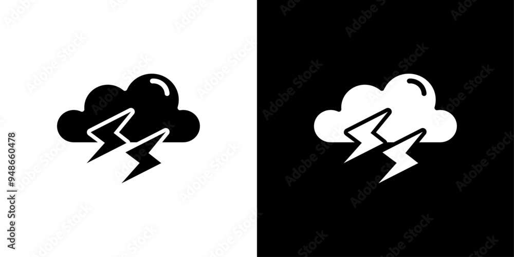 Thunder lightning icon Flat fill set collection Thunder lightning icon Flat fill set collection