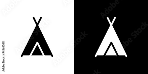 Teepee icon Flat fill set collection
