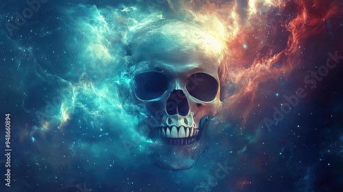 A Skull Emerging from a Cosmic Nebula