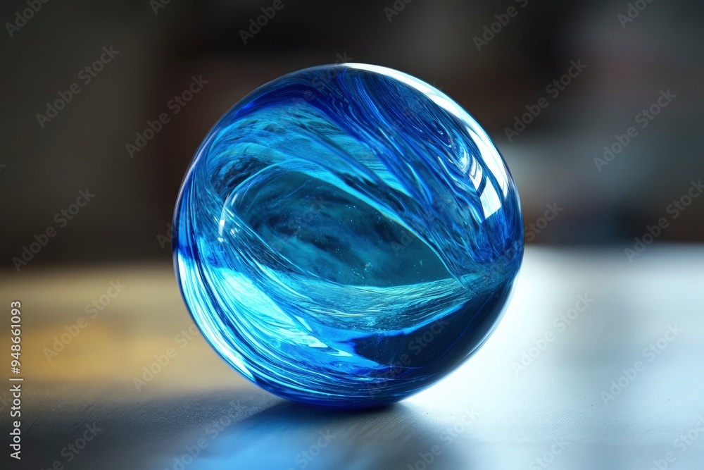 blue glass ball with generative ai blue glass ball with generative ai