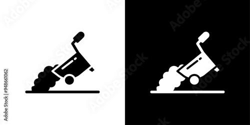 wheelbarrow unloading icon Flat fill set collection