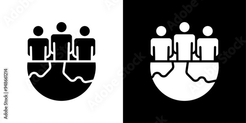 World population icon Flat fill set collection