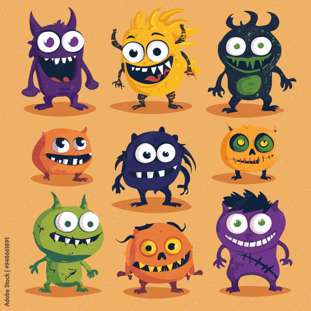 Fototapeta premium A set of fun Halloween inspired characters.