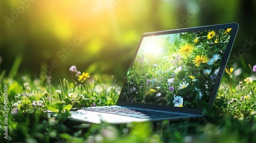 laptop,mobiles and internet technology all in one with nature and new ideas
