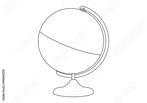 Icono de trazado de globo terráqueo. 