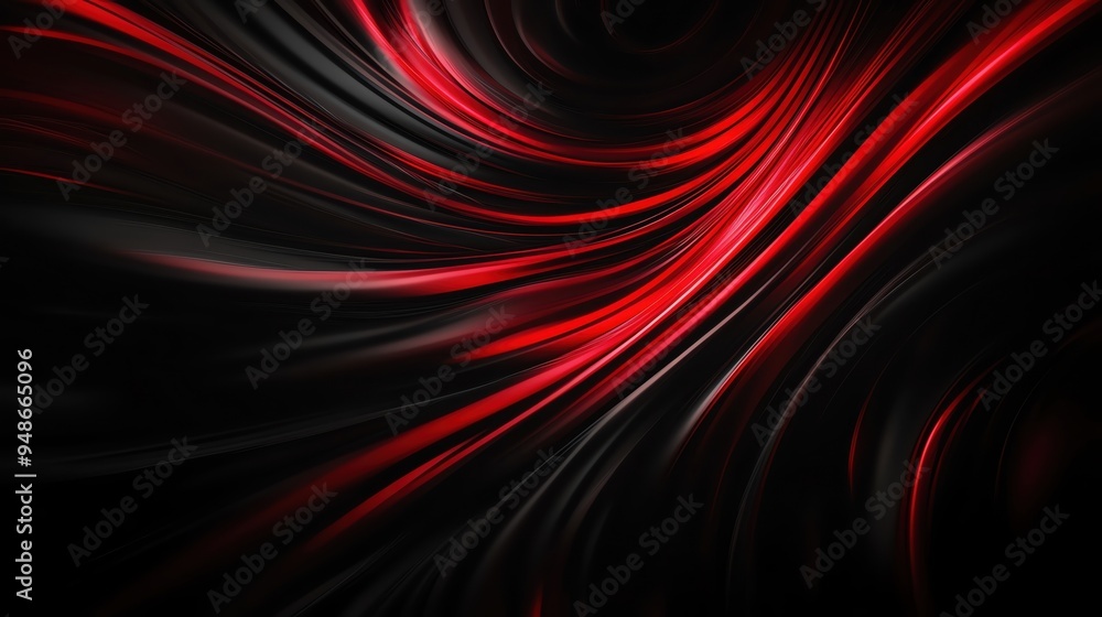 Fototapeta premium A mesmerizing blend of red and black fluid patterns that evoke a sense of motion and depth in a digital art style.