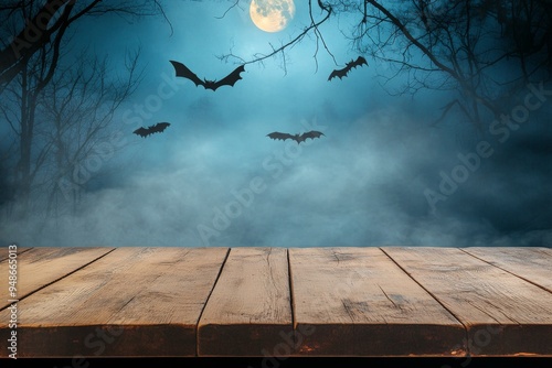 Featuring a wooden floor, a wooden table, and bats photo