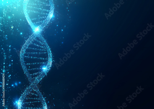 Abstract DNA blue background DNA Medical Science Banner Concept 