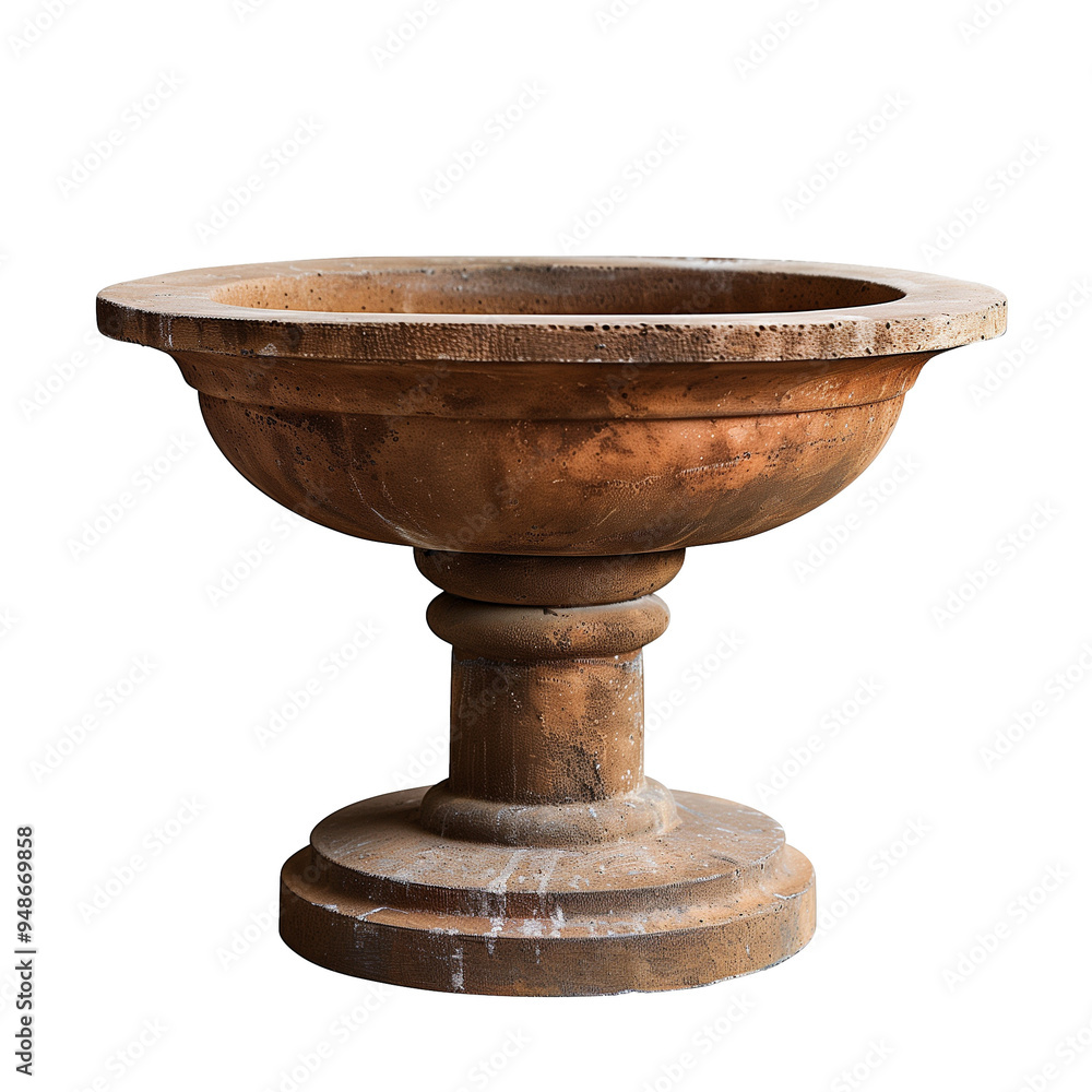 Garden Birdbath on Transparent Background - Full View of Vintage Outdoor Garden Decoration - Isolated Rustic Terracotta Garden Planter Antique Stone Effect Decorative Bowl, Vintage Outdoor Garden Birdbath on Transparent Background - Full View of Vintage Outdoor Garden Decoration - Isolated Rustic Terracotta Garden Planter Antique Stone Effect Decorative Bowl, Vintage Outdoor