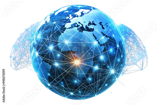 Glowing Digital World Network isolated on a White background 