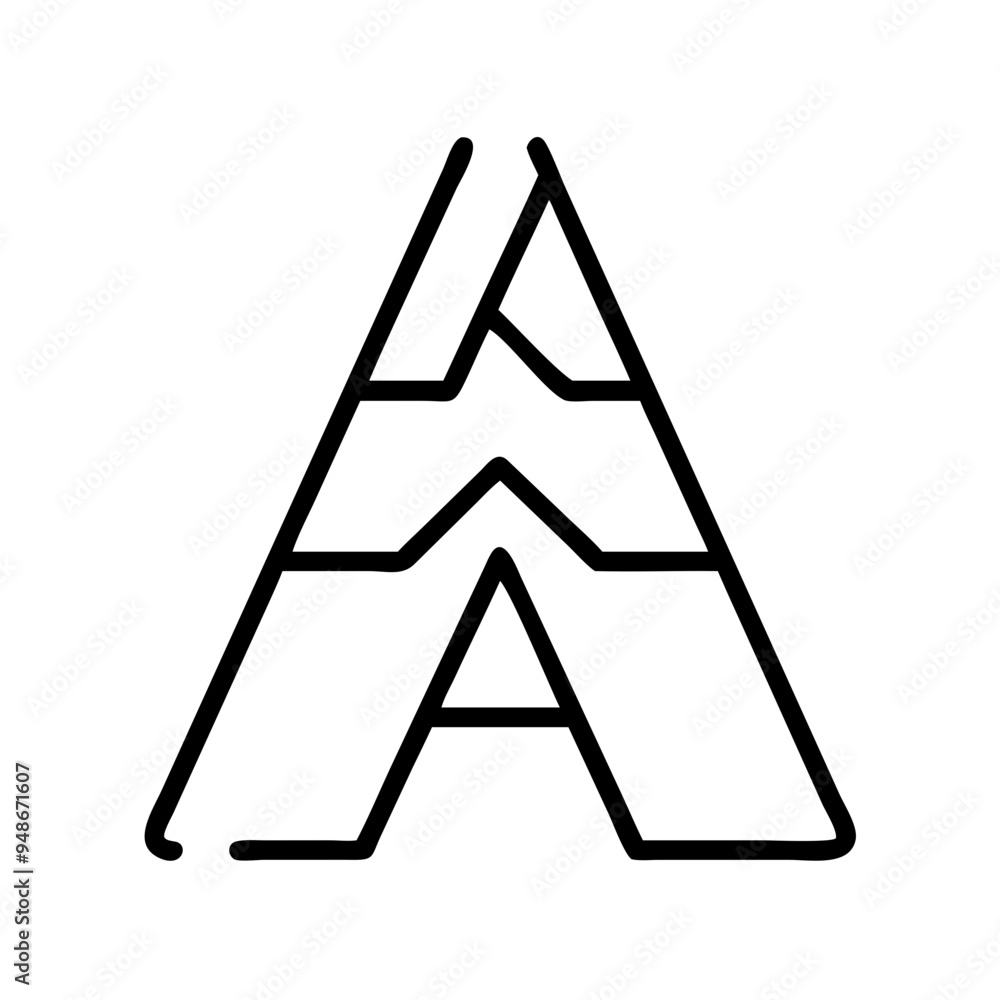 Minimalistic Modern Letter A Logo Design with Geometric Shapes and Negative Space Minimalistic Modern Letter A Logo Design with Geometric Shapes and Negative Space