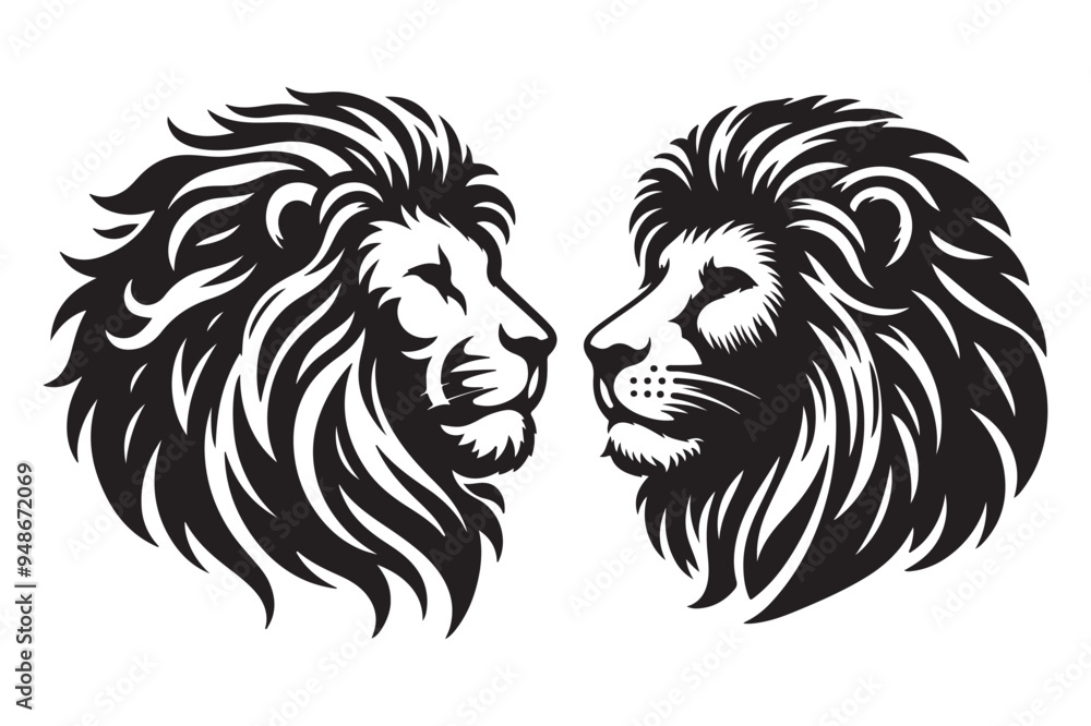 Obraz premium lion head silhouette vector illustration