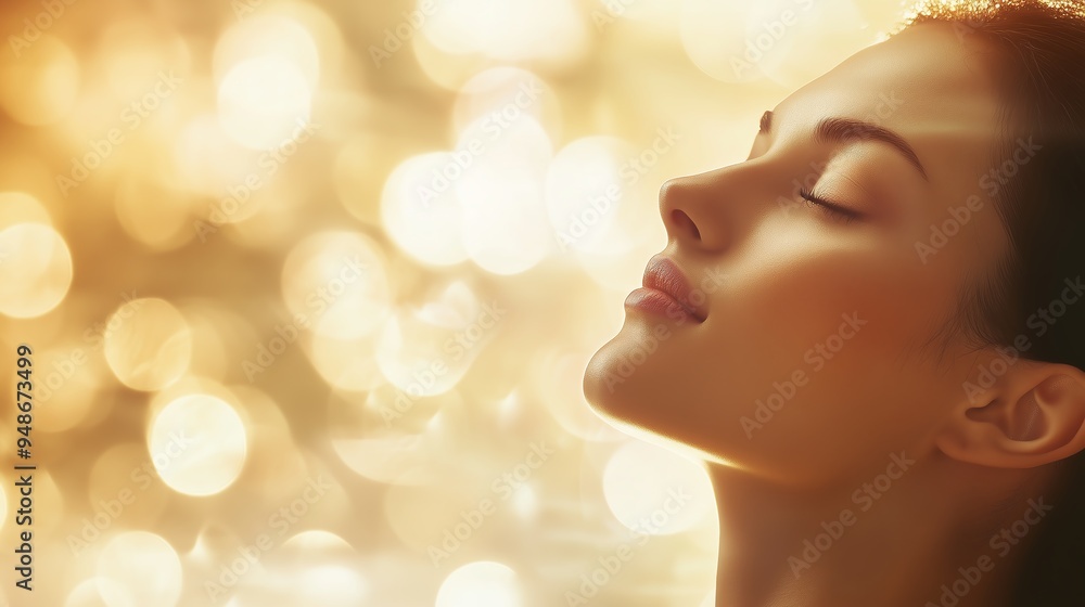 Fototapeta premium Relaxed woman with closed eyes in a spa