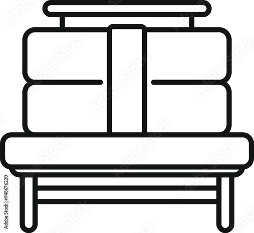 Line drawing of an orthopedic mattress with two pillows for a comfortable sleep, providing back support