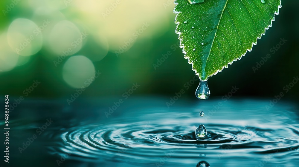 Close-up of a leaf with water droplet, reflecting tranquility and nature's beauty in a serene environment. Close-up of a leaf with water droplet, reflecting tranquility and nature's beauty in a serene environment.