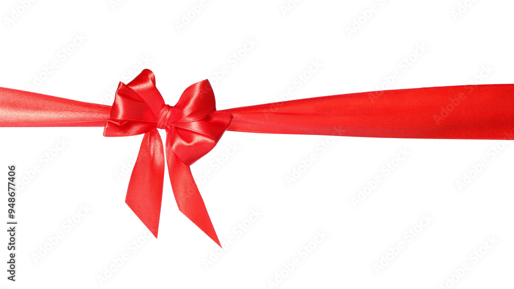 Beautiful red ribbon with bow isolated on white Beautiful red ribbon with bow isolated on white