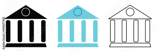 Bank symbol icon vector sign and symbol isolated on white background. Bank icon set. Vector graphic illustration. Suitable for website design, logo, app, template, and ui. Eps file 12.