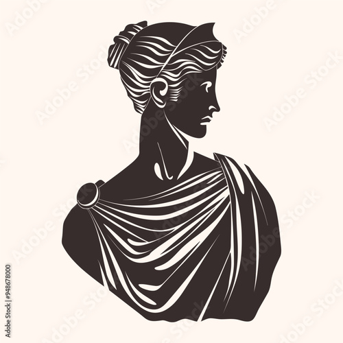 Antic sculpture Aphrodite or Venus. Ancient woman statue, female bust icon isolated on white background