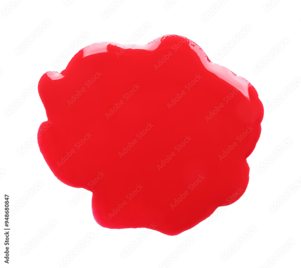 Blot of red printer ink isolated on white, top view Blot of red printer ink isolated on white, top view