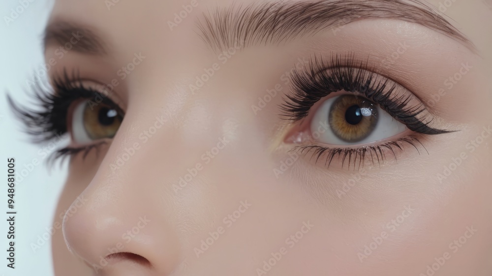 Close-up of female eye with long false eyelashes, beauty makeup. 4k more sharp Close-up of female eye with long false eyelashes, beauty makeup. 4k more sharp