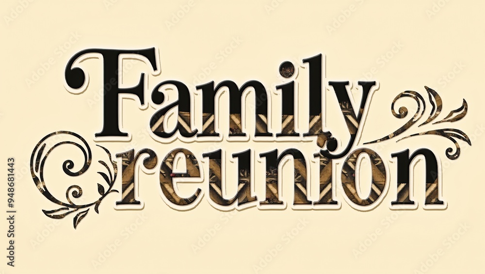 Fototapeta premium Elegant family reunion text design with decorative floral elements