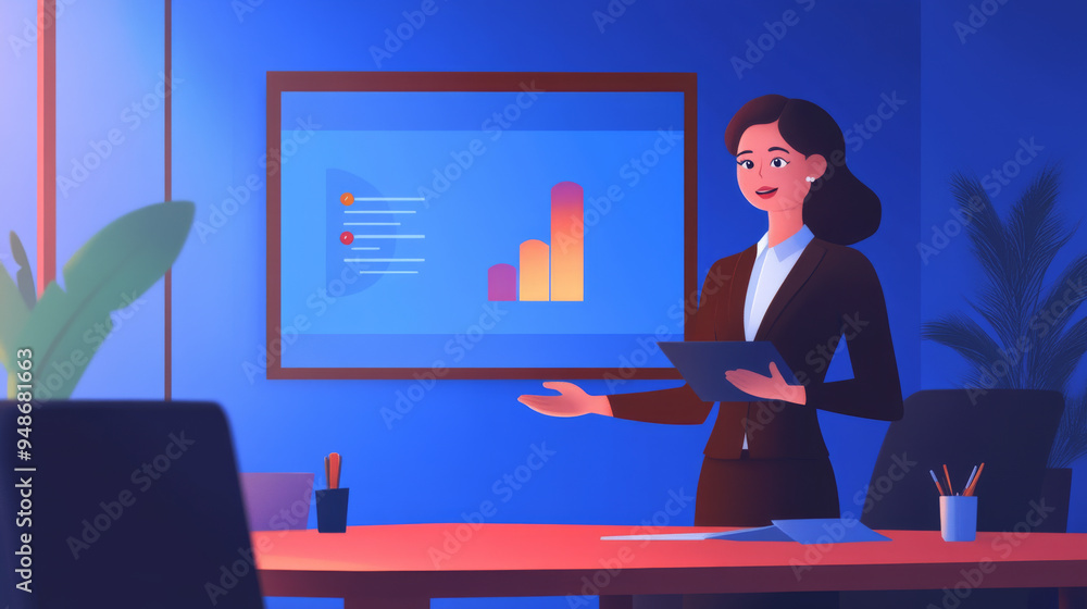 Businesswoman giving a presentation in a boardroom Businesswoman giving a presentation in a boardroom