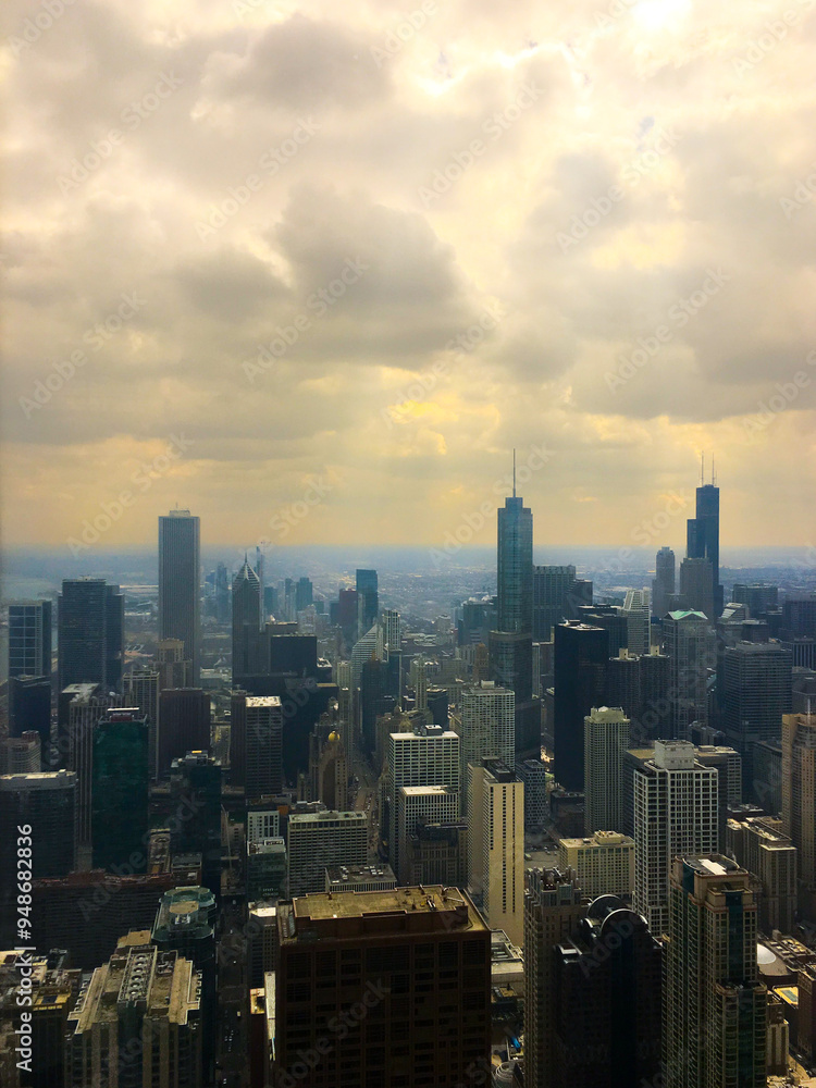 Obraz premium Chicago from the sky, south facing
