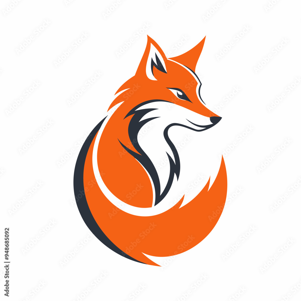 Obraz premium Simplistic Fox Logo Colorful Vector Illustration on White Background