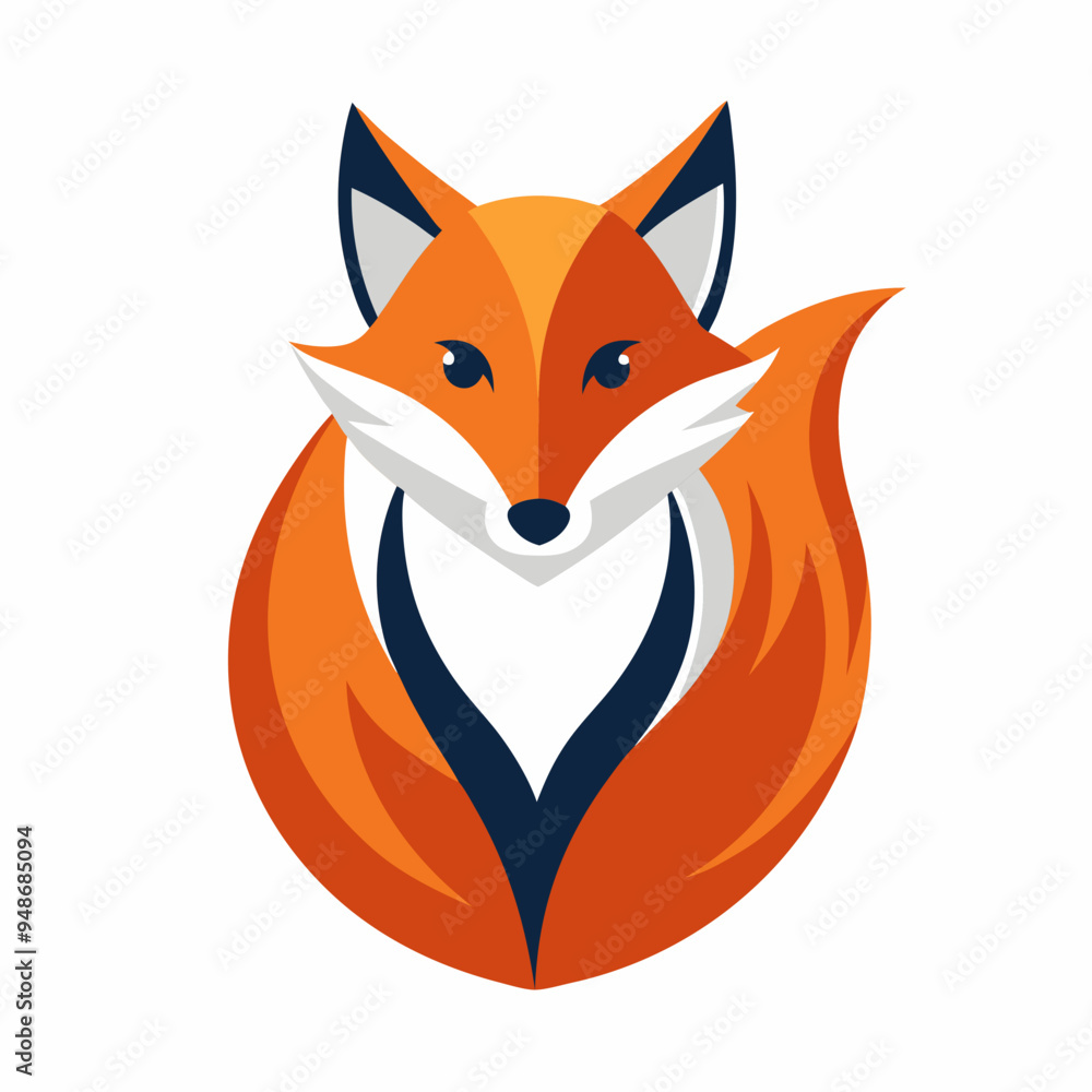 Obraz premium Simplistic Fox Logo Colorful Vector Illustration on White Background
