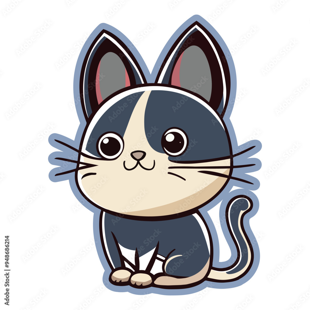 Happy Kitten Sticker Vector Happy Kitten Sticker Vector