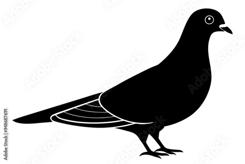 Silhouette of a Pink-necked Green Pigeon - Vector Illustration, Clipart photo