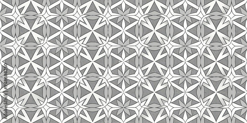 Geometric Black and White Star Pattern, Geometric, Pattern, Abstract Geometric Black and White Star Pattern, Geometric, Pattern, Abstract
