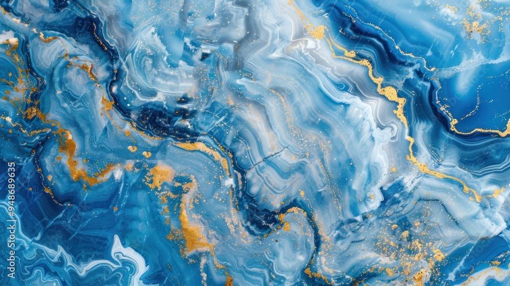 Fototapeta premium Abstract Blue and Gold Marble Texture