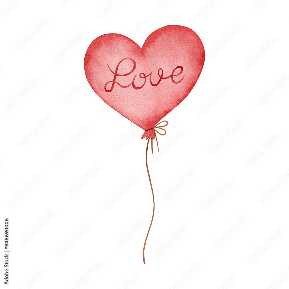 Watercolor illustration of a pink heart-shaped balloon isolated on a white background. Watercolor illustration of a pink heart-shaped balloon isolated on a white background.