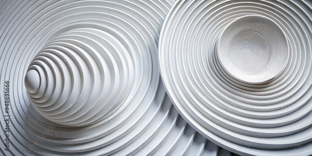 Abstract Circular Design Concentric White Rings in 3D, geometric, architecture, design, circles Abstract Circular Design Concentric White Rings in 3D, geometric, architecture, design, circles