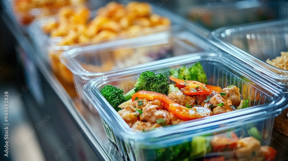 Close-up of Prepared Meal in Plastic Container Close-up of Prepared Meal in Plastic Container
