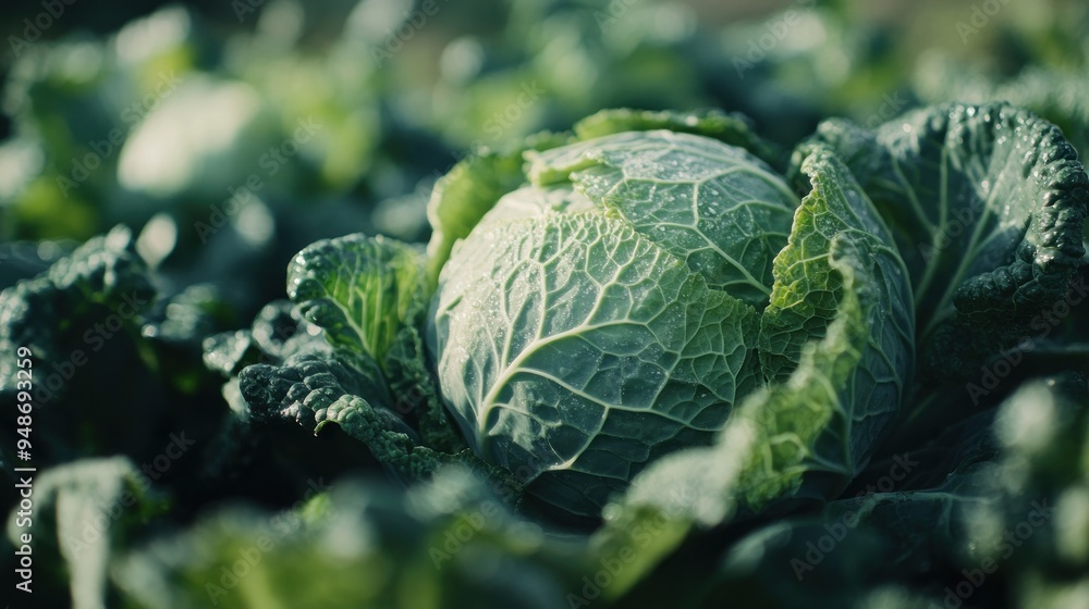 Close-Up of a Freshly Harvested Cabbage in a Field Close-Up of a Freshly Harvested Cabbage in a Field